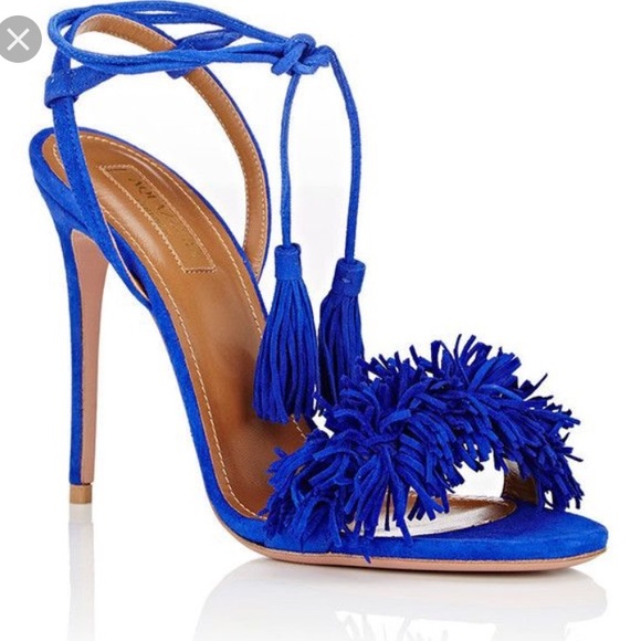 royal blue fringe heels